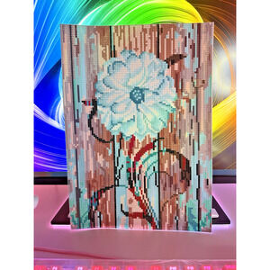 Diamond Painting Finished Completed 3D Wall Art Flowers Country Blue Rustic 9x13